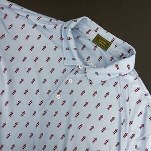 DriWay Sea Pines Collection Polo Shirt Mens XXL Blue Lighthouse Golf Performance